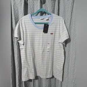 Levi’s T-shirt Stripe Baby Blue and Peach Colored Stripes NWT  Size 1X
